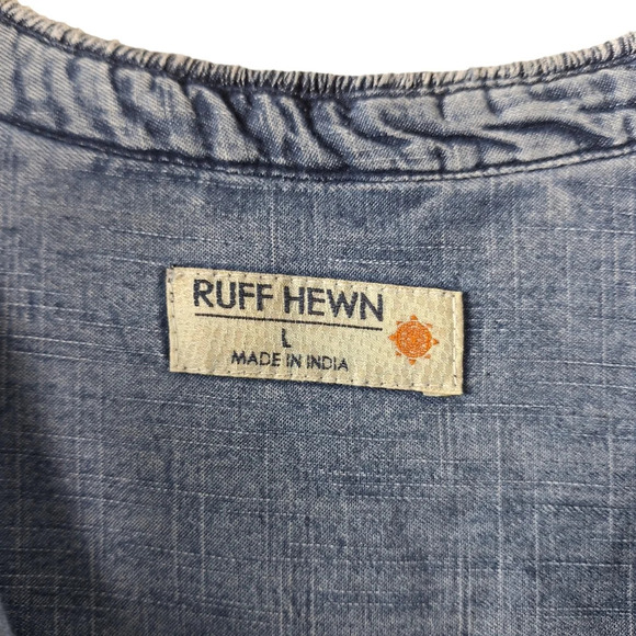 Ruff Hewn Large Blue 100% Cotton Lightweight Denim Pullover Tunic Top - Picture 5 of 10